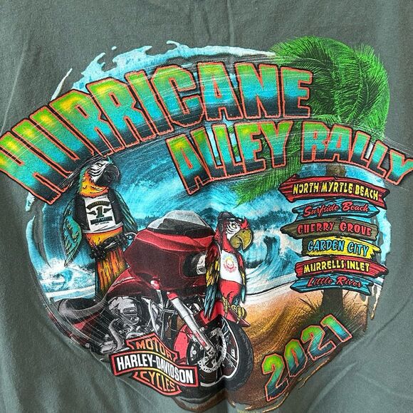 Harley-Davidson T-Shirt Men’s Size XL Gray Hurricane Alley Rally 2021 Graphic - Picture 4 of 11